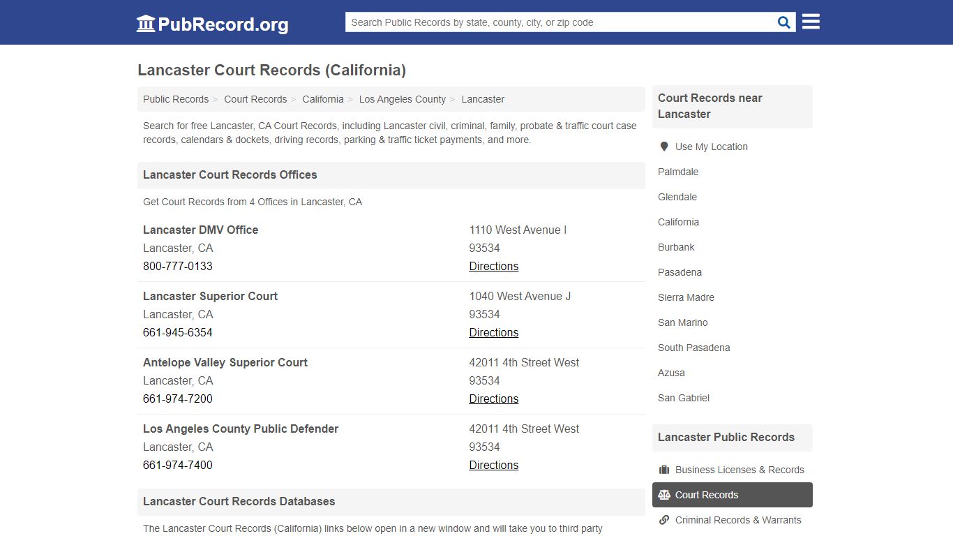 Free Lancaster Court Records (California Court Records)